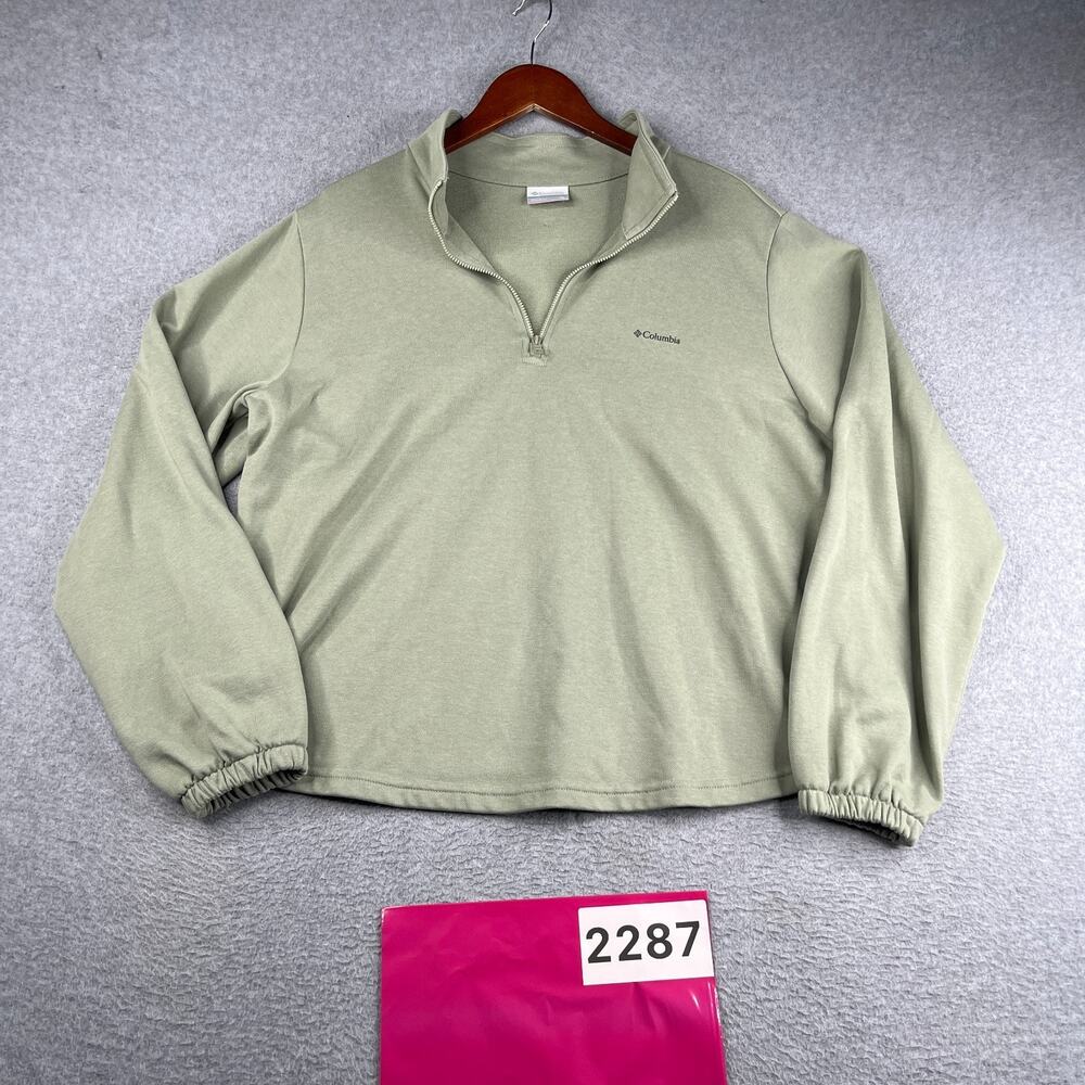 Columbia Crop Sweatshirt Womens XL Sage 1/2 Zip Long Sleeve Pullover Fall